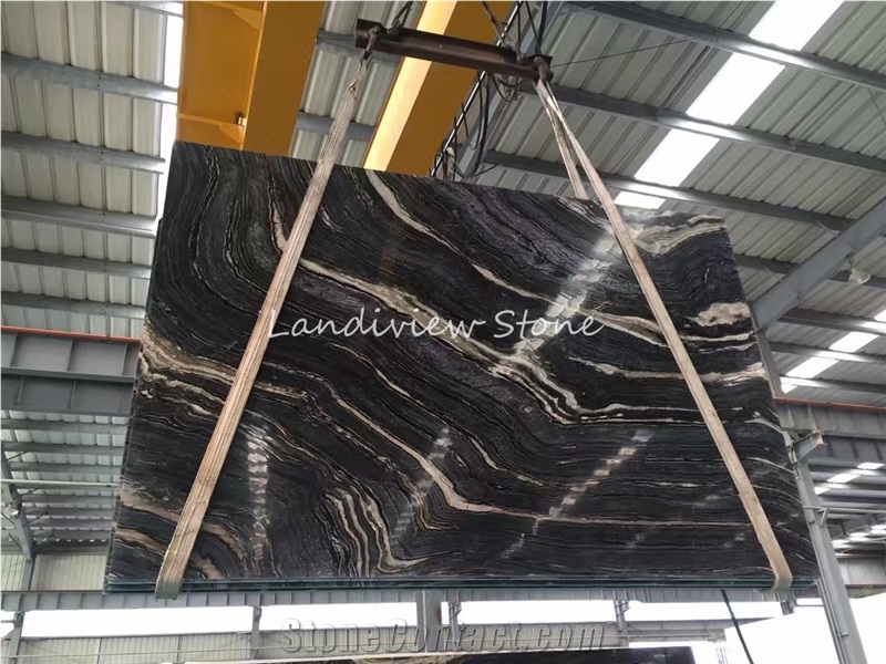 Zebra Black Marble Slabs