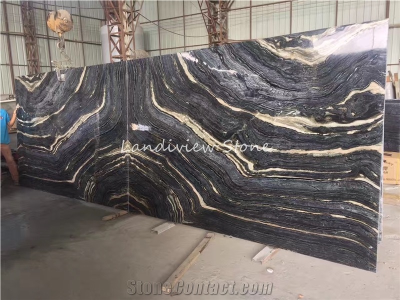 Zebra Black Marble Slabs