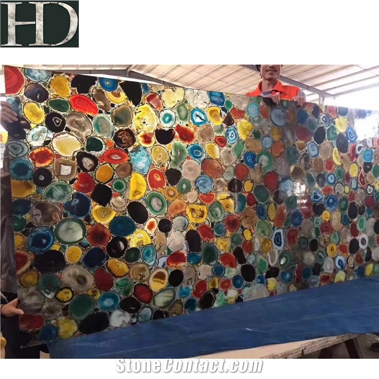 Colorful Agate Gemstone Semiprecious Stone Slab