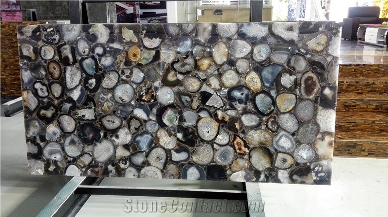 Grey Agate Semi Semiprecious Slabs Luxury Gemstone