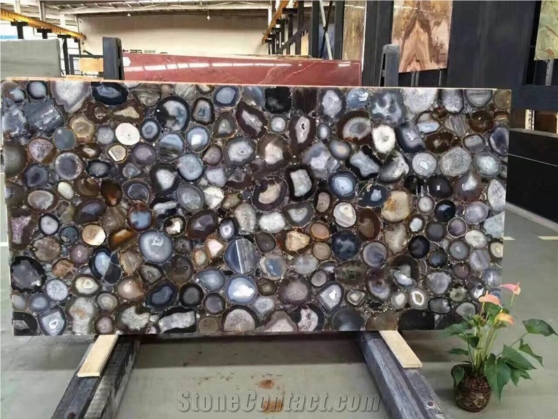 Grey Agate Semi Semiprecious Slabs Luxury Gemstone