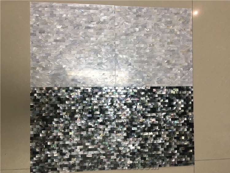 Mother Of Pearl Shell Mosaic Tile Black and White