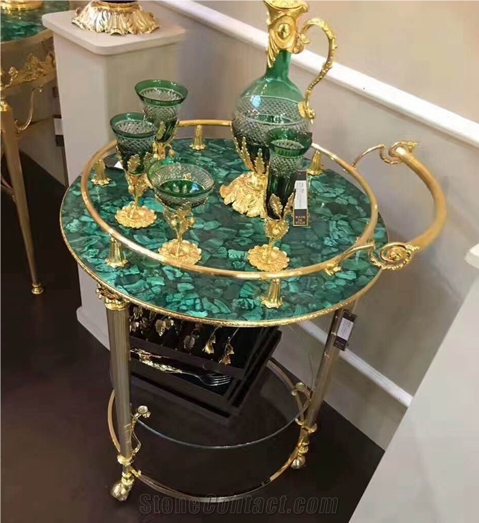 Peacock Green Semi-Precious Malachite Table Top