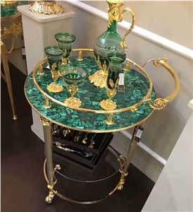 Peacock Green Semi-Precious Malachite Table Top