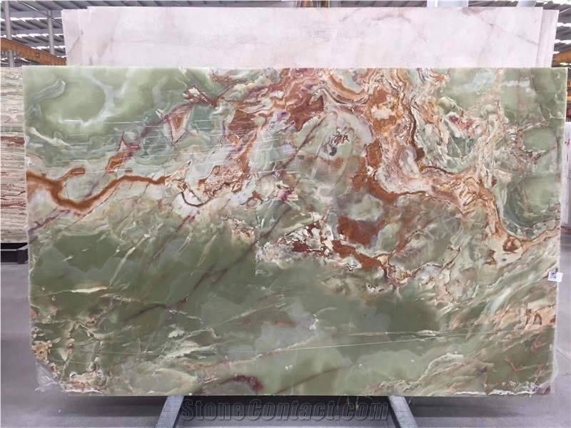 Light Multicolor Green Onyx Slabs Wall Panels Tile
