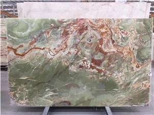 Light Multicolor Green Onyx Slabs Wall Panels Tile