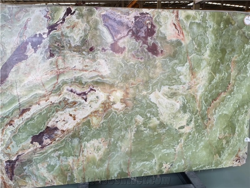 Light Multicolor Green Onyx Slabs Wall Panels Tile