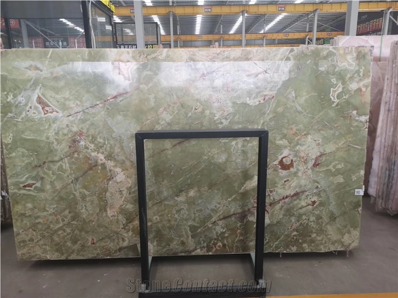 Light Multicolor Green Onyx Slabs Wall Panels Tile