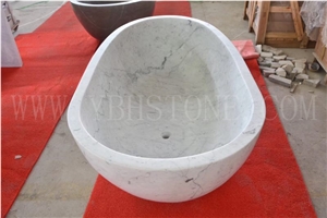 Bianco Carrara White/Polished Marble Bathtub