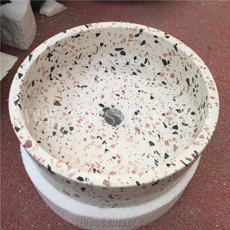 Polished Terrazzo Bathroom Sinks for Hotel