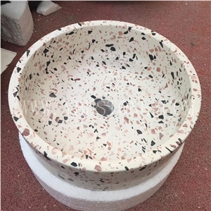 Polished Terrazzo Bathroom Sinks for Hotel