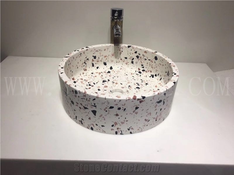 Polished Terrazzo Bathroom Sinks for Hotel