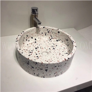 Polished Terrazzo Bathroom Sinks for Hotel