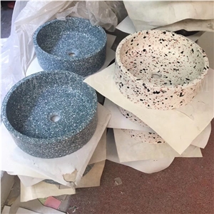 Polished Terrazzo Bathroom Sinks for Hotel