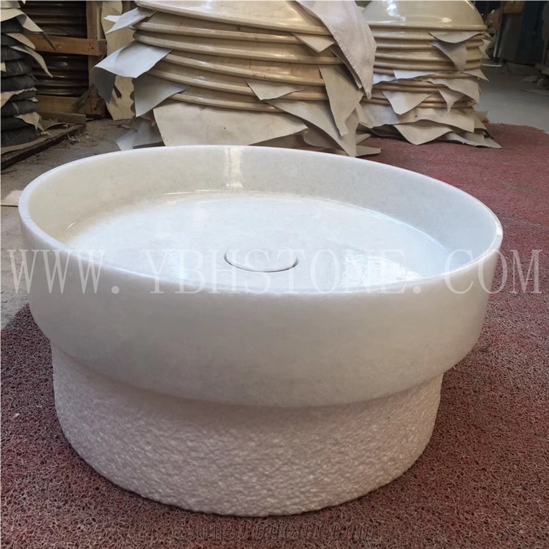 White Quartz Stone Basin for Hotel Project
