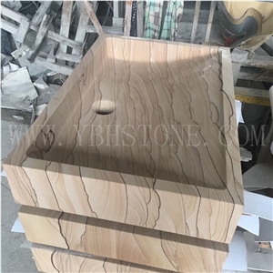 Yellow Sandstone/Cheap Stone Wash Basins Bathroom