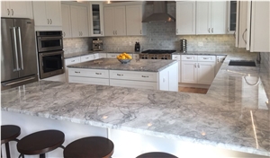 Natural Super White Quartzite Waterfall Island Top