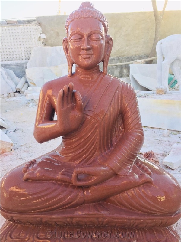 Mint White Sandstone Buddha Statue