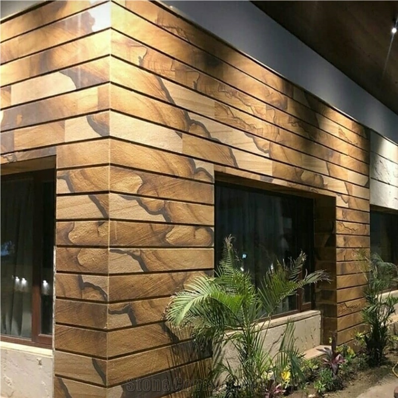 Teak Wood Sandstone Relief