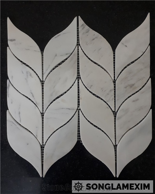 Milk White Marble Laminated Mosaic Leaf Mosaic