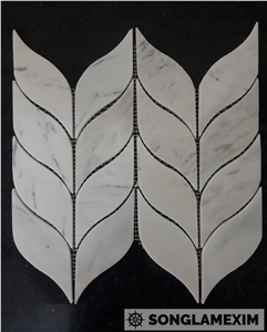 Milk White Marble Laminated Mosaic Leaf Mosaic