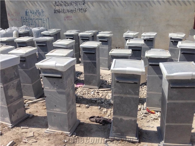 China Blue Limestone Lanterns Stone Mailbox