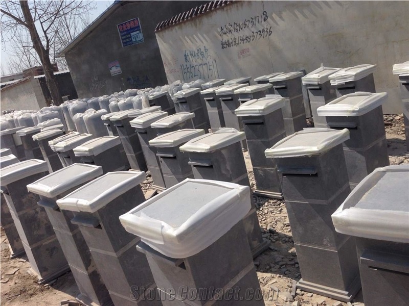 China Blue Limestone Lanterns Stone Mailbox