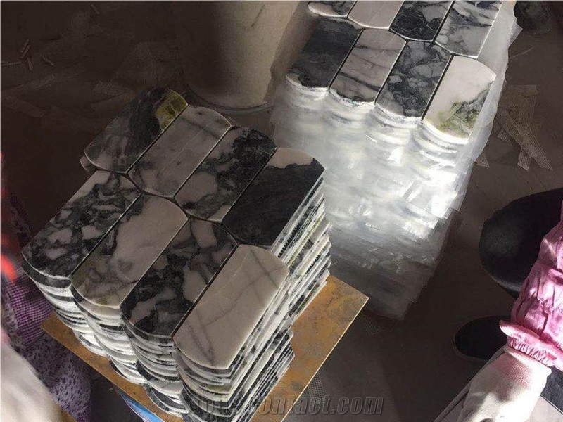 China Ice Jade White Beauty Marble Mosaic Design