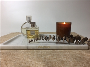 Elizabeth White Marble Rectangle Stone Home Decor Tray