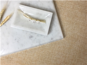 Elizabeth White Marble Rectangle Stone Home Decor Tray