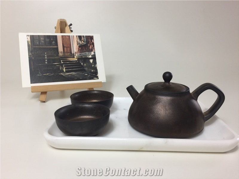 Snow White Marble Tray Stone Handicraft
