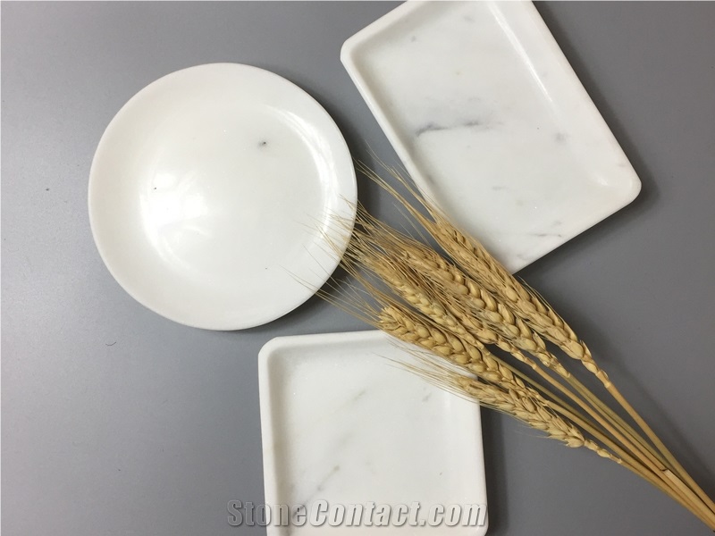 Snow White Marble Tray Stone Handicraft
