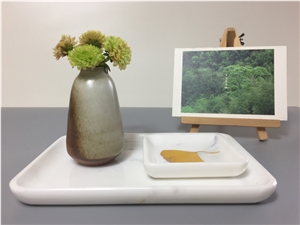 Snow White Marble Tray Stone Handicraft
