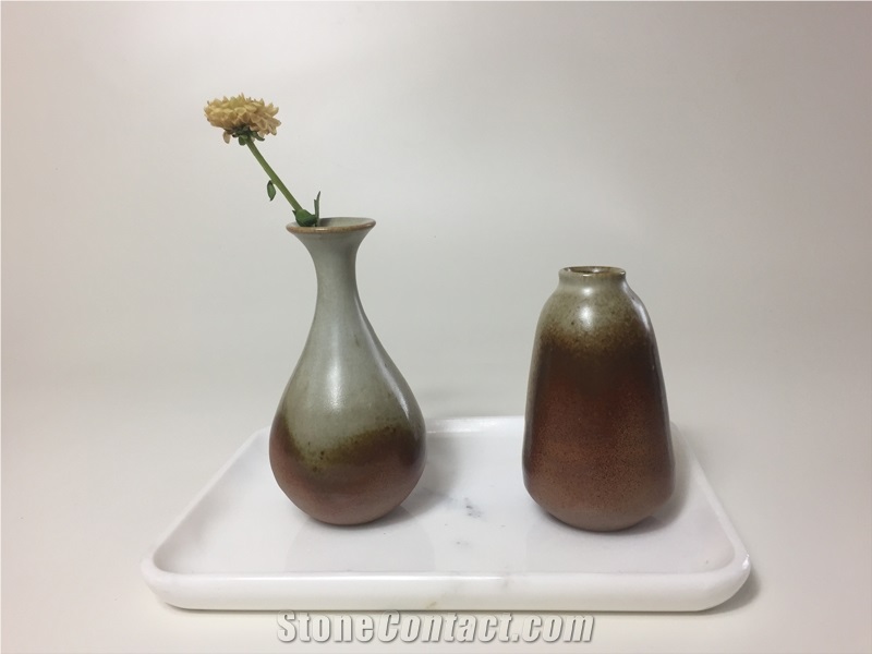 Snow White Marble Tray Stone Handicraft