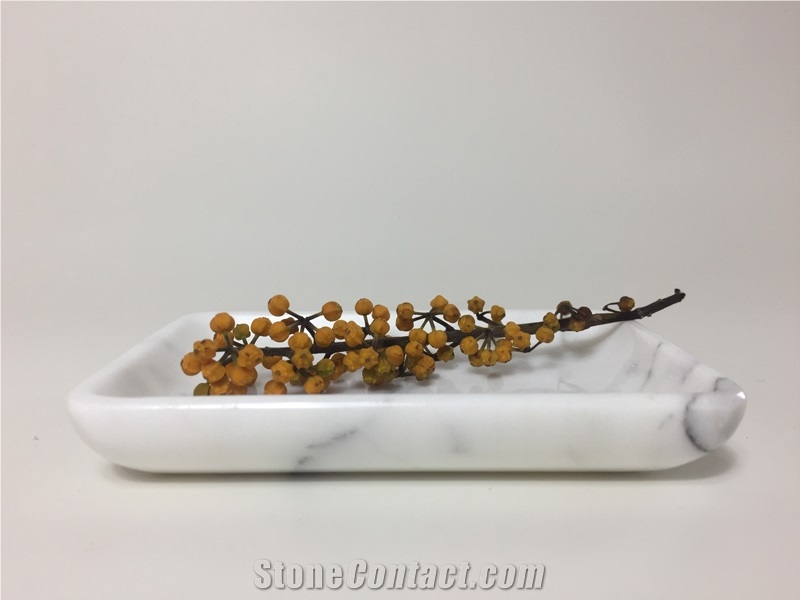 Snow White Marble Tray Stone Handicraft
