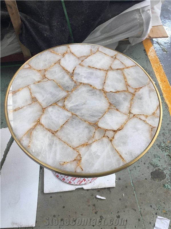 Blue Agate Semiprecious Stone Coffeetable/Agate Bar Tabletop