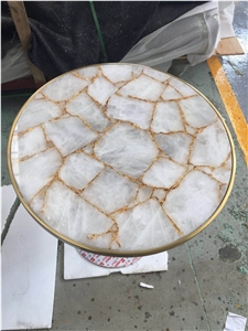 Blue Agate Semiprecious Stone Coffeetable/Agate Bar Tabletop