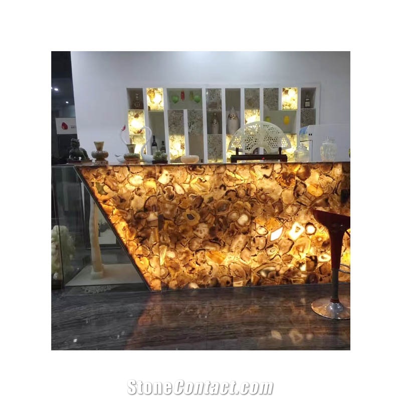 Blue Agate Semiprecious Stone Coffeetable/Agate Bar Tabletop