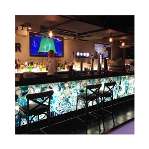 Blue Agate Semiprecious Stone Coffeetable/Agate Bar Tabletop