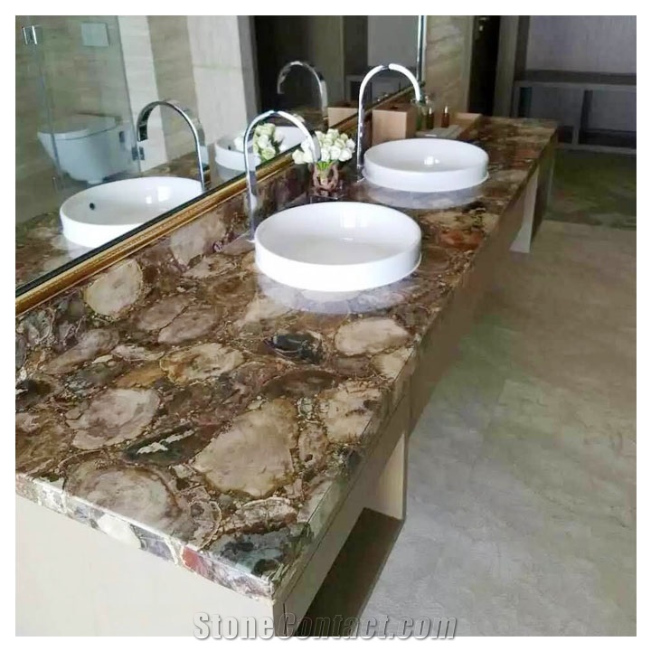 Quartz Crystal Washing Basin Series Bathroom Countertop, Vanity Top