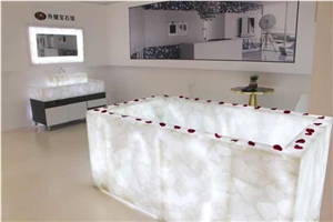 White Crystal Bathtub/Luxury Natural Stone Basin