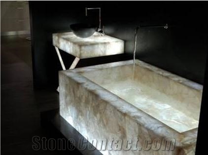 White Crystal Bathtub/Luxury Natural Stone Basin