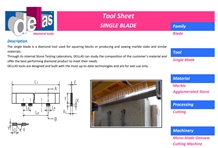 Single Blade for Mono Blademachine Squaring, Production and Sawing Of Marble Slabs