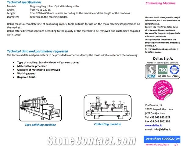 Stone Calibrating Roller - Ring Roughing Roller - Spiral Finishing Roller