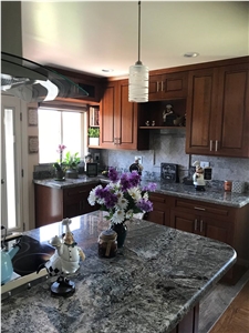 White Granite Residential Kitchen Countertop