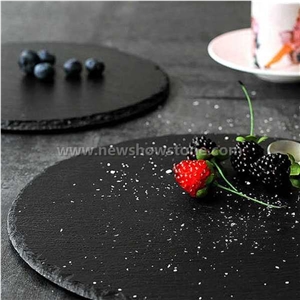 Small Size Round Black Slate Cheese Board