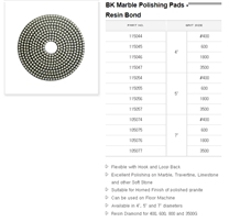 Bk Marble Polishing Pads Resin Bond