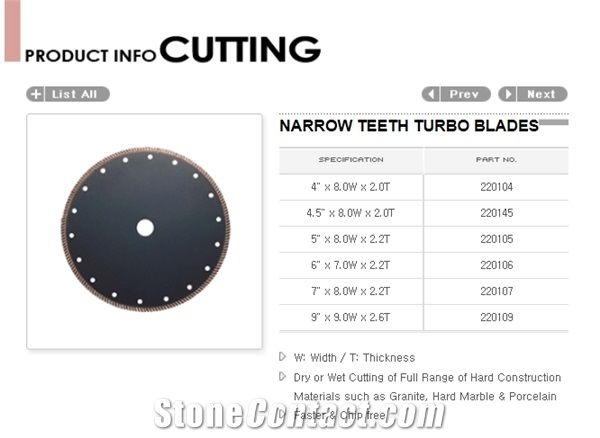 Narrow Teeth Turbo Blades