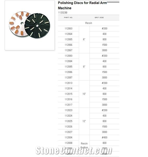 Polishing Discs for Radial Arm Machine
