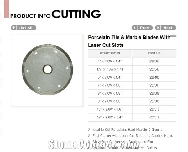 Porcelain Tile,Marble Blades with Laser Cut Slots